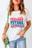 Letter Graphic Round Neck Short Sleeve T-Shirt - Trendsi - Flyclothing LLC