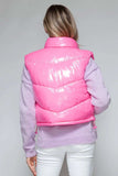 Snobbish Zip Up Turtleneck Shiny Quilted Vest - Trendsi - Flyclothing LLC