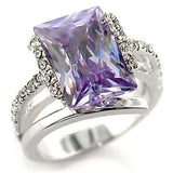 55316 - Rhodium Brass Ring with AAA Grade CZ in Light Amethyst - Alamode - Flyclothing LLC