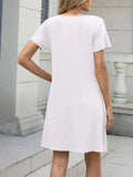 Pleated Front Round Neck Swing Dress - Trendsi - Flyclothing LLC