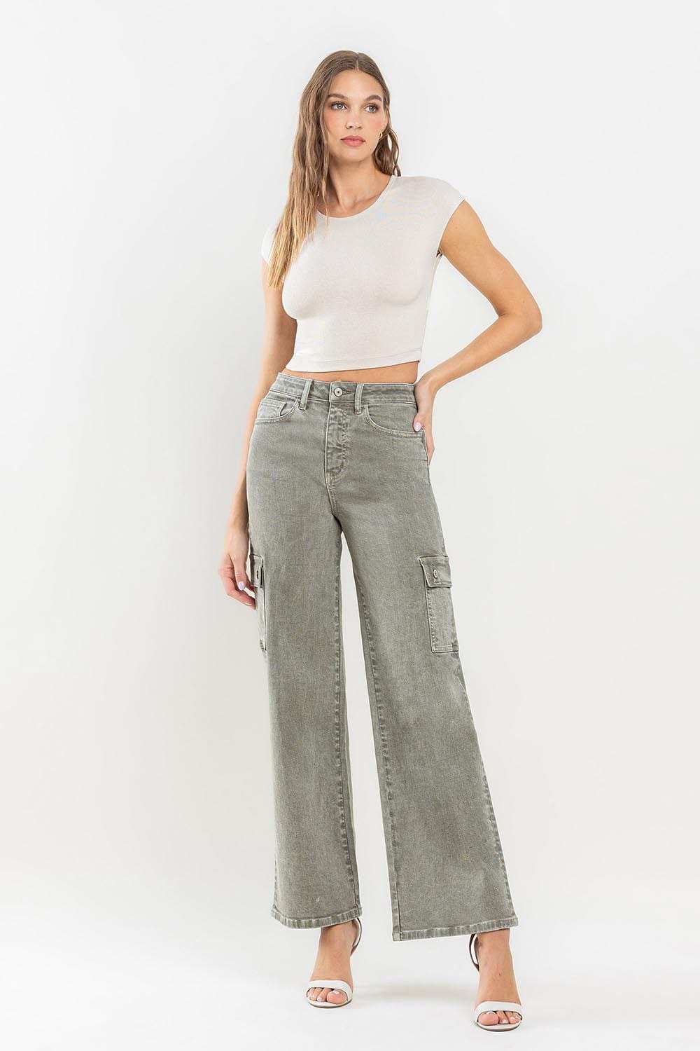 Vervet by Flying Monkey 90's Super High Rise Cargo Jeans - Trendsi - Flyclothing LLC