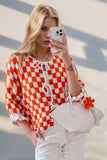 Double Take Tied Checkered Dropped Shoulder Flounce Sleeve Cardigan - Trendsi - Flyclothing LLC