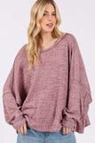 SAGE + FIG Round Neck Batwing Sleeve Oversize Top - Trendsi - Flyclothing LLC