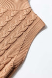 Cable-Knit Mock Neck Sweater Vest - Trendsi - Flyclothing LLC