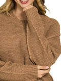 Zenana Exposed Seam Round Neck Sweater - Trendsi - Flyclothing LLC