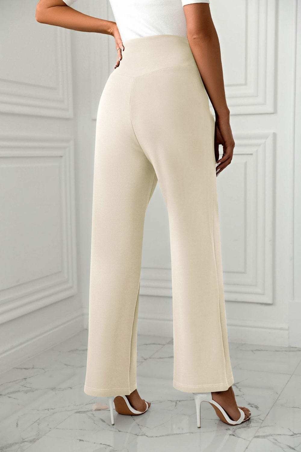High Waist Straight Leg Pants - Trendsi - Flyclothing LLC