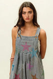 BiBi Star Rhinestone Washed Wide Leg Shortalls - Trendsi - Flyclothing LLC
