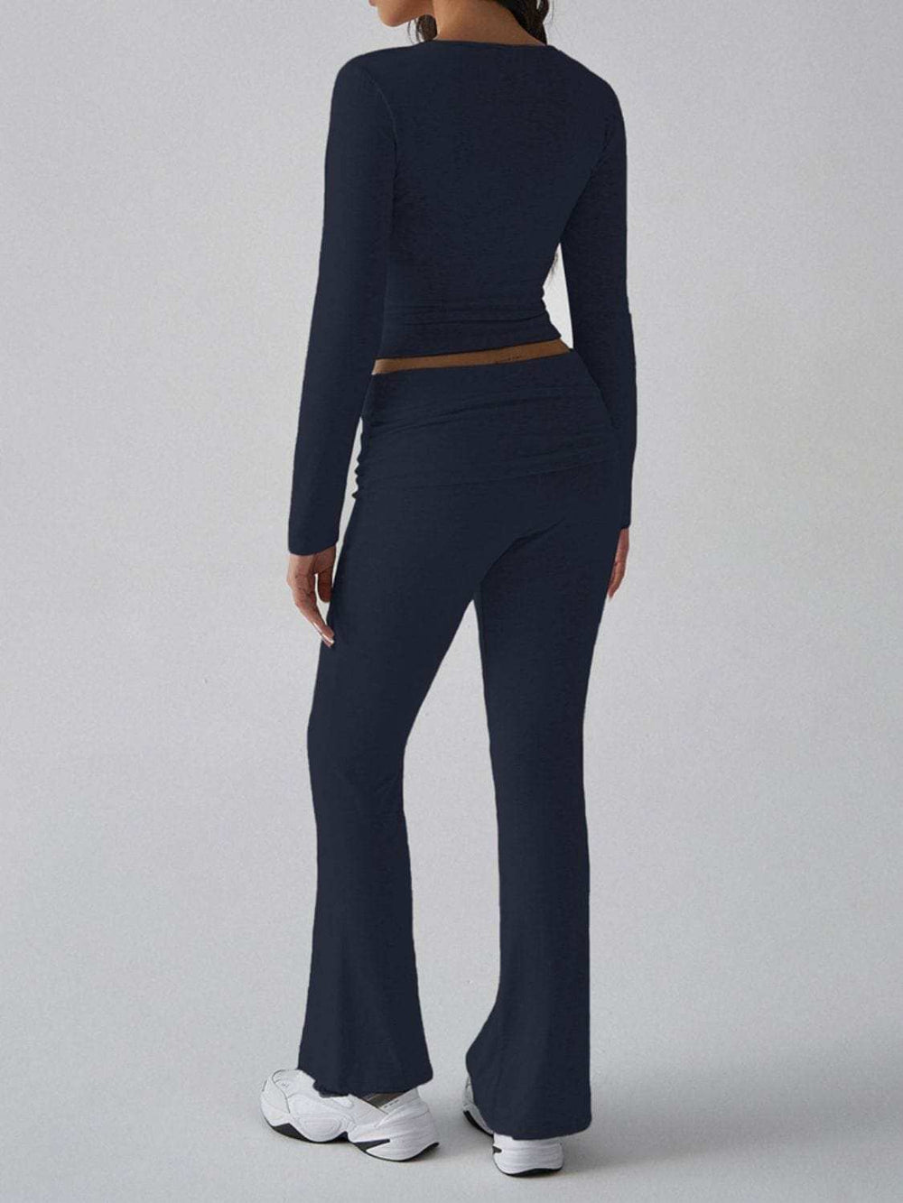 Devine Square Neck Long Sleeve Top and Pants Set - Trendsi - Flyclothing LLC