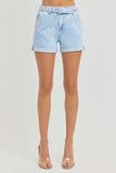 RISEN Full Size High Rise Belted Roll Up Shorts Plus Size - Trendsi - Flyclothing LLC