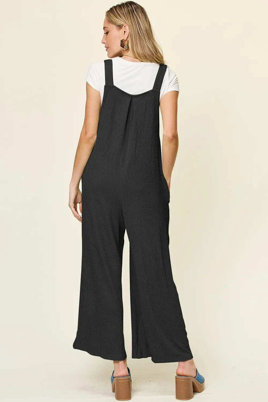 Double Take Full Size Texture Sleeveless Wide Leg Overall - Trendsi - Flyclothing LLC