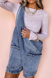 U Neck Patched Pocket Denim Overalls - Trendsi - Flyclothing LLC
