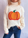 Pumpkin Turtleneck Long Sleeve Sweater - Trendsi - Flyclothing LLC