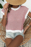 Striped Round Neck Sweater Vest - Trendsi - Flyclothing LLC