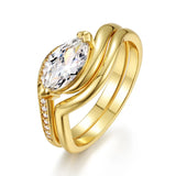 1 Carat Moissanite 925 Sterling Silver 2pcs Ring Set - Trendsi - Flyclothing LLC