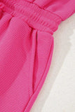 Textured Short Sleeve Half Zip Drawstring Waist Romper - Trendsi - Flyclothing LLC