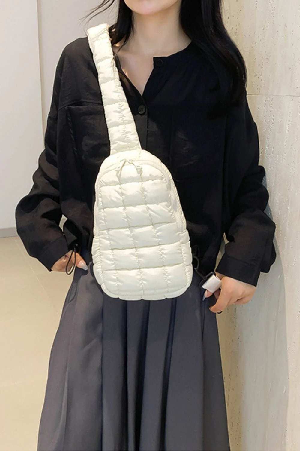 Quilted Nylon Crossbody Bag - Trendsi - Flyclothing LLC