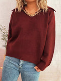 Ribbed Hem Raglan Sleeve Sweater - Trendsi - Flyclothing LLC
