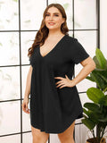 V-Neck Short Sleeve Lounge Dress - Trendsi - Flyclothing LLC