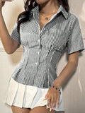 Button Down Short Sleeve Shirt - Trendsi - Flyclothing LLC