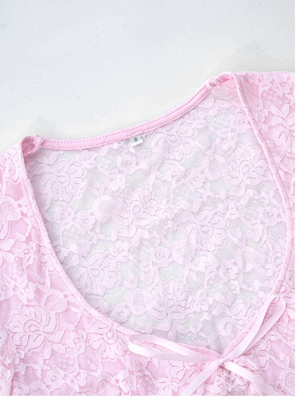 Devine Scoop Neck Long Sleeve Lace Top - Trendsi - Flyclothing LLC