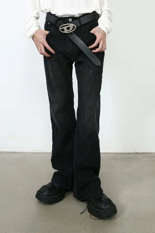 Men's Exposed Seam Jeans with Pockets - Trendsi - Flyclothing LLC