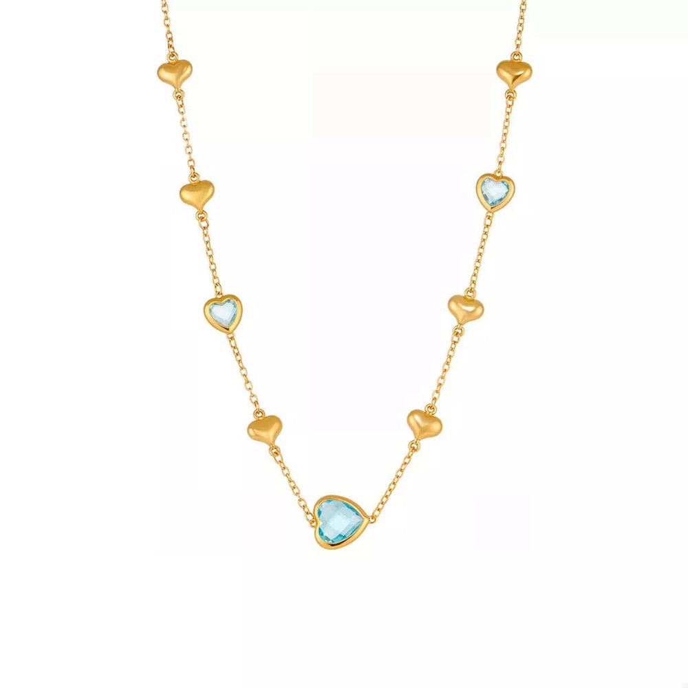 18K Gold-Plated Heart Necklace with Glass Stone - Trendsi - Flyclothing LLC