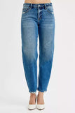 RISEN Tummy Control High Rise Ankle Slim Barrel Jeans - Trendsi - Flyclothing LLC