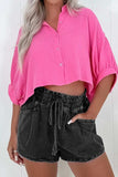 Drawstring High Waist Denim Shorts with Pockets - Trendsi - Flyclothing LLC