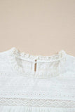 Lace Round Neck Flutter Sleeve Eyelet Blouse - Trendsi - Flyclothing LLC