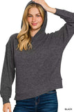 Zenana Ribbed Long Sleeve Hoodie - Trendsi - Flyclothing LLC
