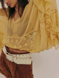 Lace V-Neck Ruffle Long Sleeve Cover-Up - Trendsi - Flyclothing LLC
