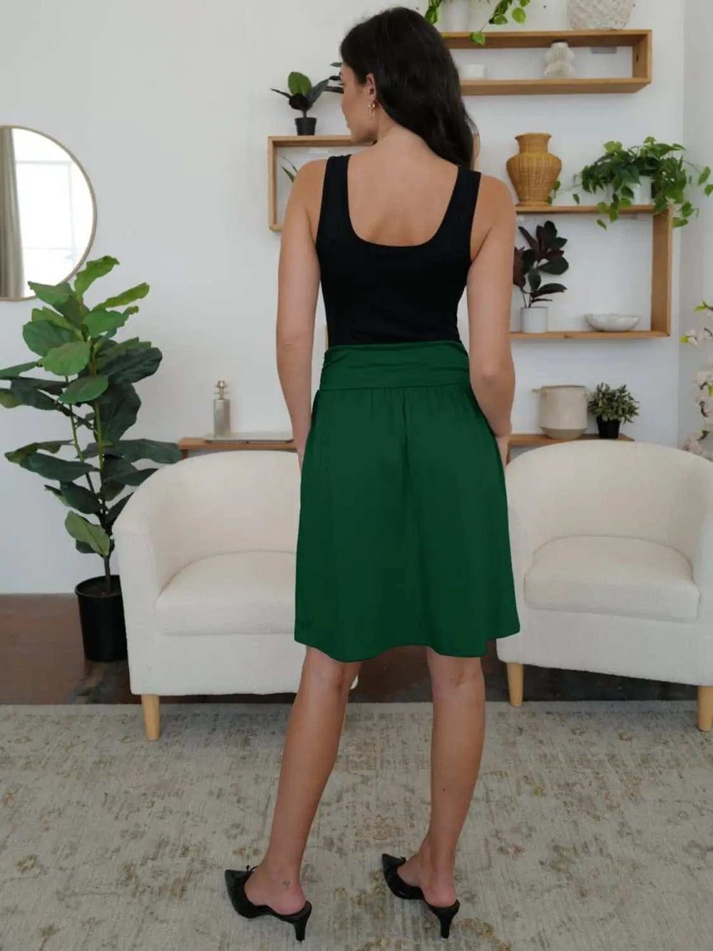 Elastic Waist Skirt with Pockets - Trendsi - Flyclothing LLC