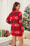 Christmas Tree Round Neck Sweater Dress - Trendsi - Flyclothing LLC
