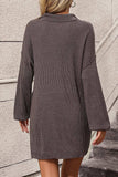 Collared Neck Long Sleeve Sweater Dress with Pockets - Trendsi - Flyclothing LLC