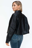 Snobbish Snap Down Long Sleeve PU Leather Jacket - Trendsi - Flyclothing LLC
