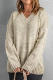 V-Neck Dropped Shoulder Sweater - Trendsi - Flyclothing LLC