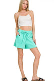 Zenana Fleece Raw Hem Shorts With Draw String - Trendsi - Flyclothing LLC
