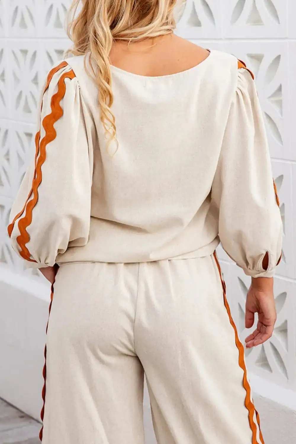 Round Neck Long Sleeve Top and Drawstring Pants Set - Trendsi - Flyclothing LLC