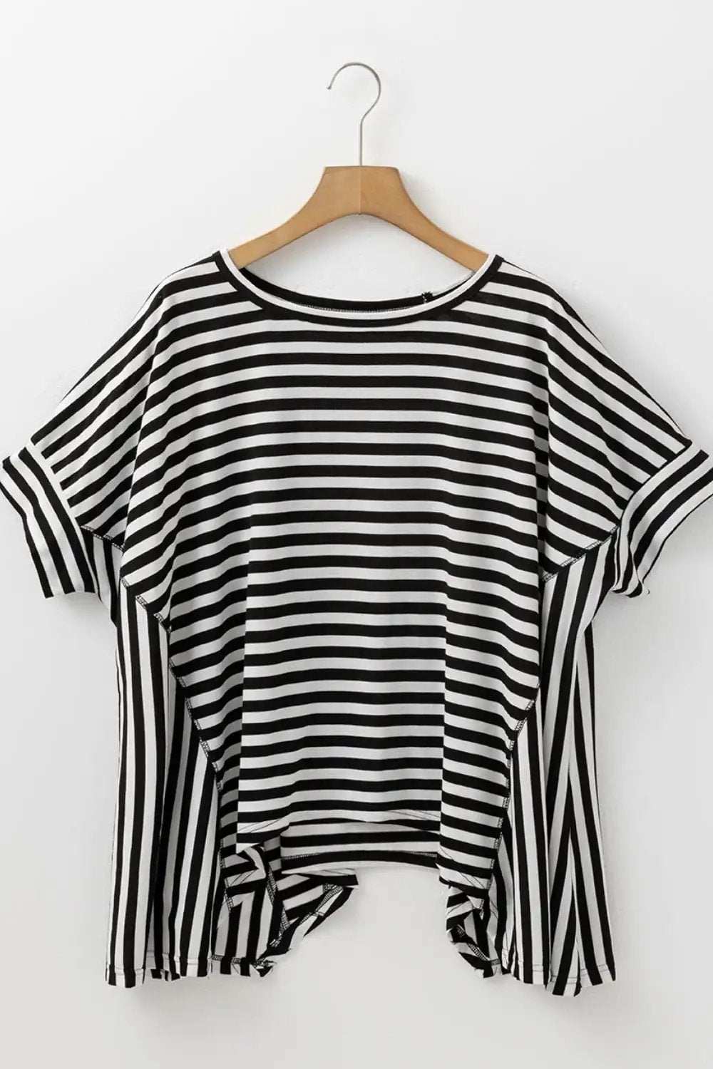 Stripe Batwing Sleeve Round Neck Oversized Top - Trendsi - Flyclothing LLC