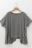 Stripe Batwing Sleeve Round Neck Oversized Top - Trendsi - Flyclothing LLC