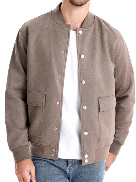 Men's Baseball Collar Snap Down Jacket - Trendsi - Flyclothing LLC