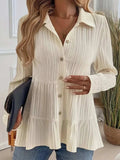 Striped Button-Down Tiered Shirt - Trendsi - Flyclothing LLC