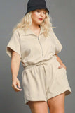 Umgee Full Size Half Sleeve Dolman Sleeved Romper Plus Size - Trendsi - Flyclothing LLC