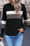 Leopard Round Neck Long Sleeve Blouse - Trendsi - Flyclothing LLC