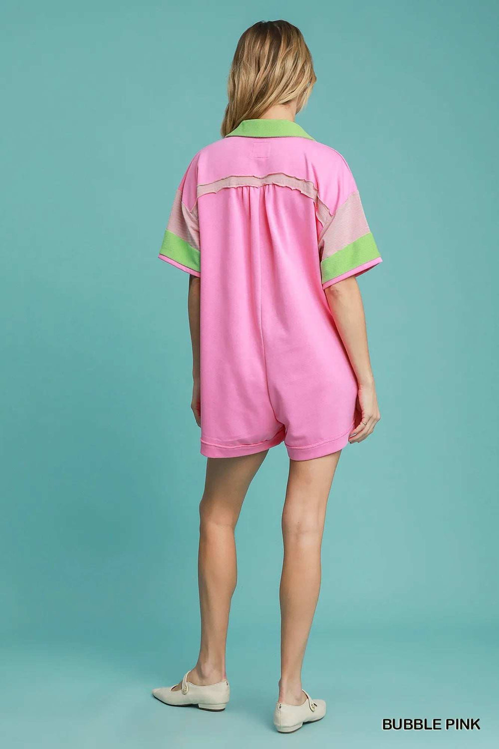 Umgee Contrast Trim Button Front Romper - Trendsi - Flyclothing LLC