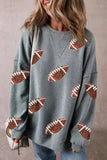 Sequin Football Round Neck Long Sleeve Sweatshirt - Trendsi - Flyclothing LLC