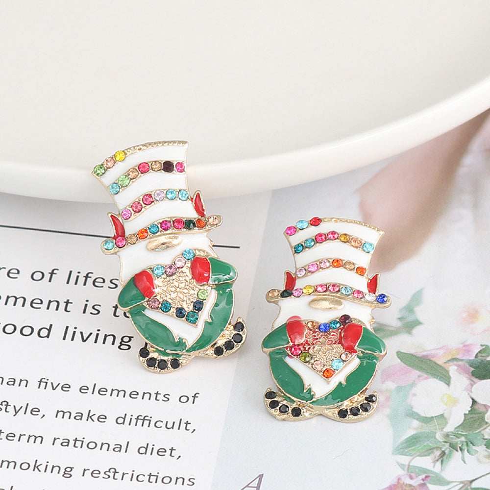 Rhinestone Alloy Santa Earrings - Trendsi - Flyclothing LLC