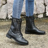 Lace-Up Ankle Boots with Zipper Detail - Trendsi - Flyclothing LLC