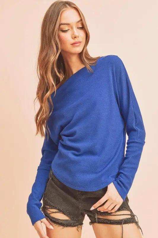 Aemi + Co One Shoulder Long Sleeve Knit Top - Trendsi - Flyclothing LLC