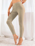 Ribbed Detail Leggings - Trendsi - Flyclothing LLC